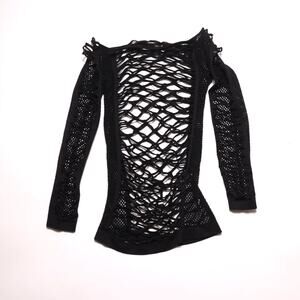black off shoulder festival/rave mesh coverup lingerie